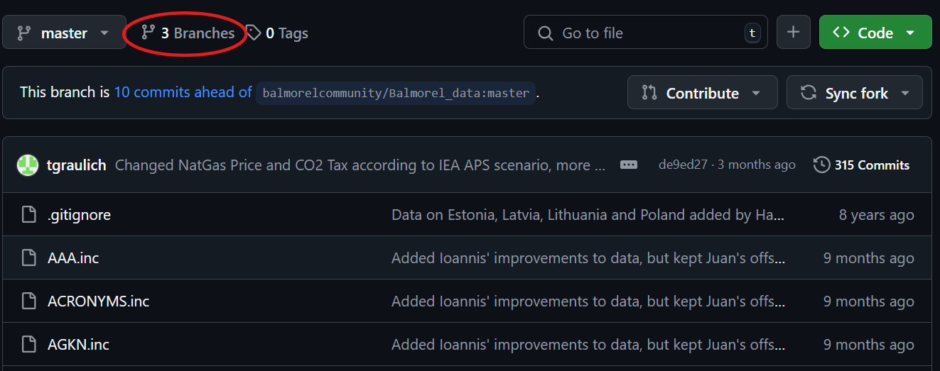 Screenshot on GitHub where we navigate to the branches view.